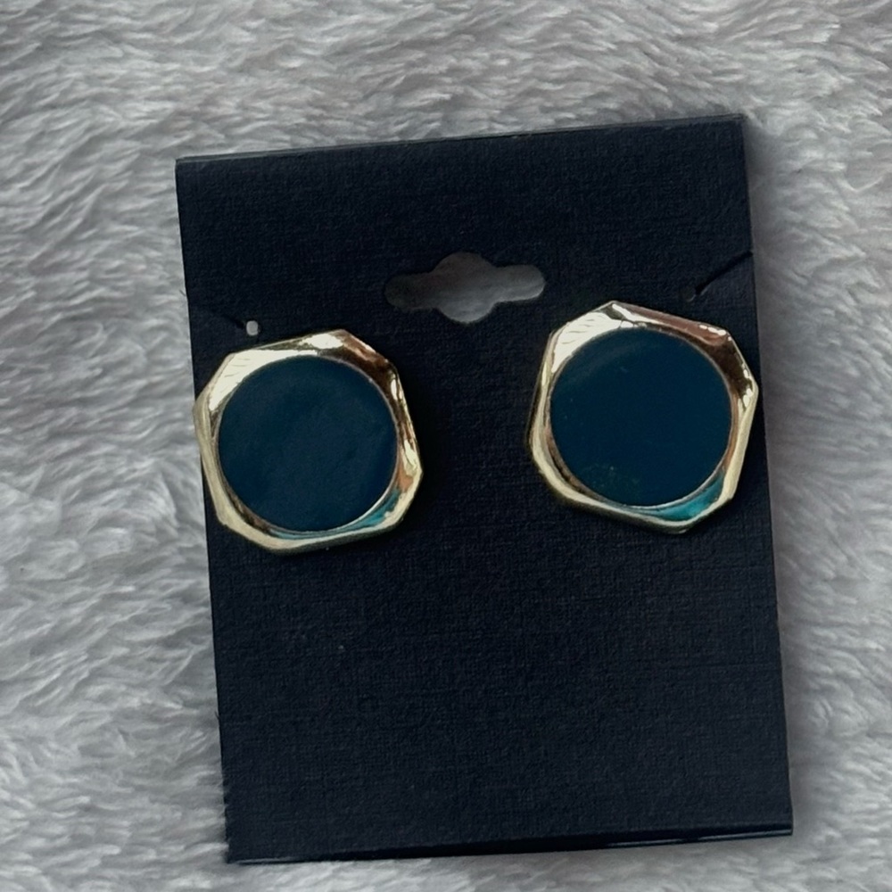 Gold and Blue Stud Earrings